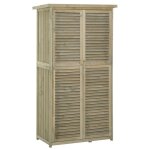 Abri jardin chalet armoire en bois 4 compartiments toit asphalte porte persiennes gris dimensions 87 ...