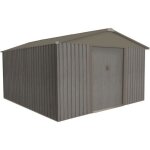 Abri de jardin - chalet & jardin - mtal imitation bois vieilli - 10x10m - gris anthracite - toit traditionnel ...
