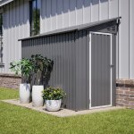Abri de jardin evryae adoss� avec porte � serrure 242 x 124 x 192 cm gris