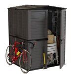 Abri de jardin extrieur anthracite - coffre de jardin polypropylne 151x146x200 - rangement outils vlos ...
