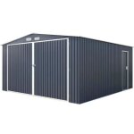 Abri de jardin / garage en mtal 16 m - 380 x 420 x 232 - comet - kit dancrage 2 portes coulissantes ...