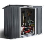 Abri de jardin en metal 27m - goplus - 2 portes coulissantes et 2 fentres - base renforce avec barres ...