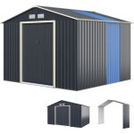 Abri de jardin en acier color� 985 m� 340x319x210 cm costway - 4 fentes da�ration - porte coulissante ...