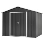 Abri de jardin en m�tal acier galvanis� r�sistant aux intemp�ries rangement outils ext�rieur noir 229x180x191c ...