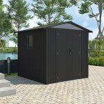 Abri de jardin m�tal anthracite 4. 37 m� + kit dancrage
