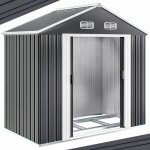 Gardebruk� abri de jardin m�tal xl 2m� fondation 200x135x190cm porte coulissante anthracite cabane jardin ...