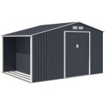 Abri de jardin en métal et abri bûches 872 m² - 342 x 255 x 202 - nova - kit dancrage inclus 2 portes ... Abri de jardin en métal et abri bûches 872 m² - 342 x 255 x 202 - nova - kit dancrage inclus 2 portes ...
