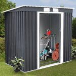 Abri de jardin en m�tal cabane � outils en t�le galvanis�e avec porte coulissante et deux fen�tres de ...