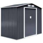 Costway abri de jardin en mtal 10. 1m tle galvanise base creuse 277x191x192cm avec porte coulissante2 ...