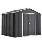 Abri de jardin m�tal noir remise � outils verrouillable porte coulissante 4 a�rations rangement ext�rieur ...