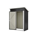 Abri de jardin en m�tal noir toit plat 152. 2 x 83. 6 x 182 cm avec porte verrouillable sans fen�tre