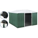 Abri de jardin métal - rosas - 10. 85 m² avec gouttière - vert Abri de jardin métal - rosas - 10. 85 m² avec gouttière - vert