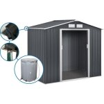 Abri de jardin mtal - vegas - 27 m avec gouttire et rcuprateur deau - gris