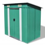 Abri de jardin - mtal - vert - acier galvanis - 2 trous daration - doubles portes coulissantes