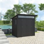 Abri de jardin moderne 3m2 gris anthracite monopente en acier galvanis