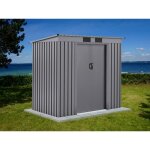 Abri de jardin avec toit plat 201x121x176m proshed aluminium gris dancover abris de jardin