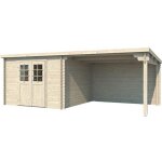 Abri de jardin toit plat avec auvent en bois 298 x 596 m
