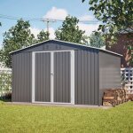 Abri de jardin xxxl en m�tal avec toit � pignon 300�252�191 cm ? abri de jardin en acier r�sistant aux ...