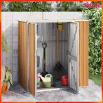 Abri  outils de jardin - ayhao - marron - acier galvanis - 161x89x161 cm - porte 99x152 cm