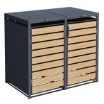 Abri de poubelles - 2 conteneurs - aspect bois