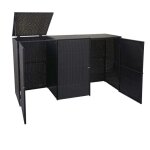 Abri de poubelles - d�coshop26 - 3 bacs - poly rotin noir - couvercle � charni�re - 120 litres