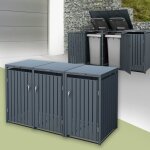 Ml - design abri pour 3 poubelles acier 3 tonnes 240l 200x80x1163 cm anthracite r�sistant aux intemp�ries ...