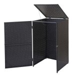 Abri de poubelle - d�coshop26 - 120 litres - rotin poly noir - dimensions 110x65x66 cm - avec porte