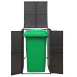 Abri pour poubelle - yanjiibuy - noir - 70x80x117 cm - rsine tresse - acier enduit de poudre