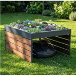 Abri pour robot tondeuse en acier galvanis� finition noir et bois garage design avec bac � plantes int�gr� ...