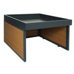 Abri pour robot tondeuse avec bac a plantes 40x60x73 cm fer et plastique aspect ch�ne 04 0006943