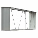 Abri de stockage de bois - jill - acier galvanis� - 330x84x152 cm - gris - ventilation optimale - stabilit� ...