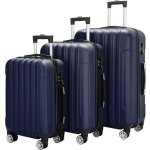 Abs set de 3 valises rigides lgeres  4 roulettes bagage cabine 55cm + 65cm + 75cm bleu marine
