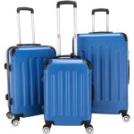 Abs set de 3 valises rigides lgeres  4 roulettes bagage cabine 57cm + 67cm + 78cm bleu