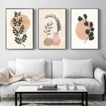Abstrait beige vase plantes vertes feuilles salon bureau maison chambre dcoration murale toile affiche ...