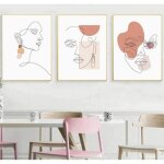 Abstrait femme visage ligne art peinture minimaliste sur toile tableau affiche moderne figure f�minine ...