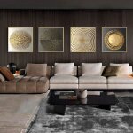 Abstrait or noir blanc moderne carr texture toile peinture affiches et gravures mur art photos pour ...