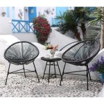 Acapulco - ensemble de 2 fauteuils et table basse gris