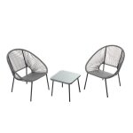 Acapulco - set de 2 fauteuils + table basse gris fonc�
