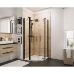 Accès d'angle arrondi avec portes battantes, verre 5 mm transparent anticalcaire, profilé noir, schulte, ... Accès d'angle arrondi avec portes battantes, verre 5 mm transparent anticalcaire, profilé noir, schulte, ...