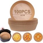 Accessoires air fryer - aiqinu - papier cuisson - 100 pièces - 16 cm - antiadhésif jetable Accessoires air fryer - aiqinu - papier cuisson - 100 pièces - 16 cm - antiadhésif jetable
