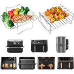 Accessoires air fryer pour ninja foodi flexdrawer 104 l af500eu 2x grille air fryer inox compatible cosori ...