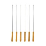 Accessoire barbecue et plancha - la cuisine de thom - 6 brochettes bambou - manche bambou - inox