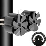 Accessoire de chemine - d - ventilateur de chemine  double tte - 12 pales - silencieux - noir