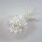Accessoires cheveux - broche fleur / pince cheveux mariage 11cm - blanc