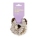 Accessoires cheveux - nature & d�couvertes : trio chouchous pure soie certifi�e - kaki cr�me marron