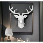 Statue de tête de cerf 3d - ecelen - blanc - décoration murale - résine Statue de tête de cerf 3d - ecelen - blanc - décoration murale - résine