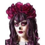 Serre - tte grosses fleurs roses dia de los muertos femme