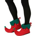 Sur - chaussure elfe adulte - bg - rouge / vert - intrieur - pompons