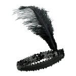 Accessoire - bandeau charleston  sequins et plume noir femme