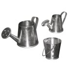 Accessoire mini jardin - rayher - set de burettes - m�tal argent� - petit arrosoir - grand arrosoir